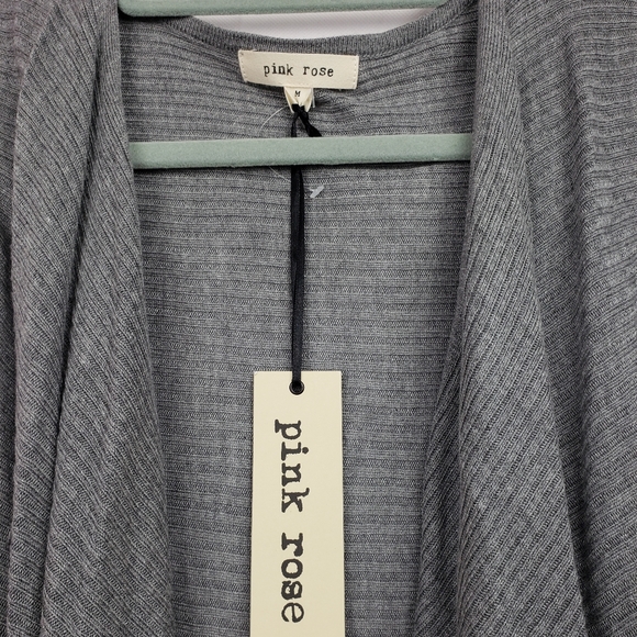 Pink Rose Cardigan Dark Gray sleeveless Sweater - Picture 3 of 7